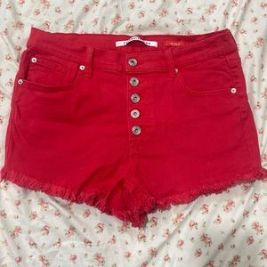 Red height waist shorts